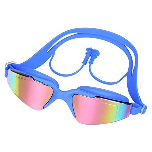 BFVAKBKYT Schwimmbrille, Männer Schwimmen Schutz Dioptrien Schwimmbrille Mit Korrektur Wasserdicht Große Myopie Schwimmbrille(Blue)