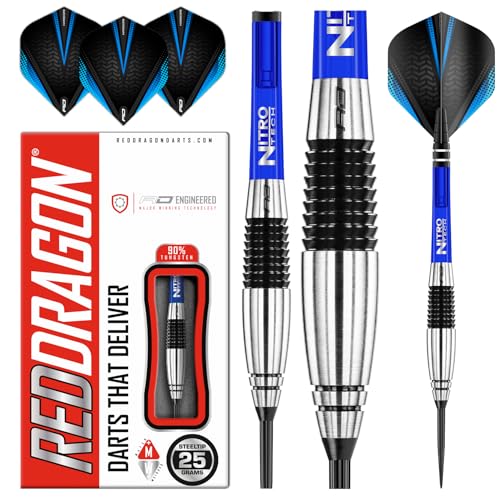 RED DRAGON Cyclone 25g - Tungsten Darts mit Flights und Schäfte (Steel Dartpfeile)