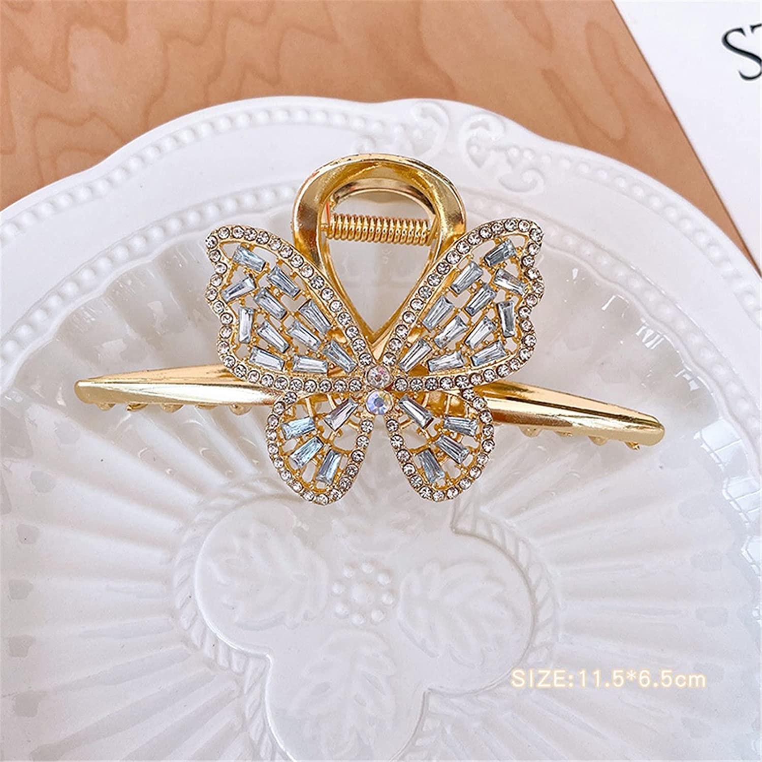 ORLOVA Haarklemmen, Clip-Haarspangen, Krallen-Clips, Elegante Perlen-Strass-Edelstein-Schmetterlings-Haarspangen for Frauen, Hai-Clip, Haarnadel-Kopfbedeckung, 3 (Farbe: 2) (Farbe: 2) (Color : 2)