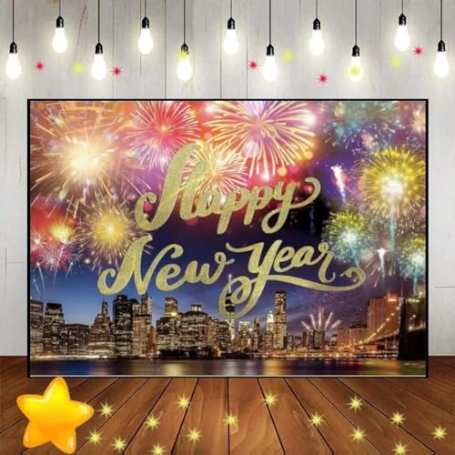 Glückliches Jahr Party Foto Hintergrund Gold Glitzernde Fotografie Hintergründe Cust Geburtstag Hintergrund 12 Uhr Countdown 210X150cm