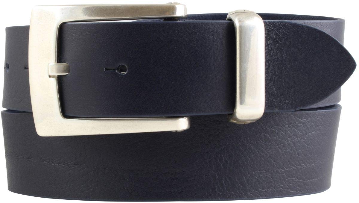 BELTINGER Designer-Gürtel aus Vollrindleder mit Metall-Schlaufe 4 cm | Jeans-Gürtel für Damen Herren 40mm | Marine 110cm