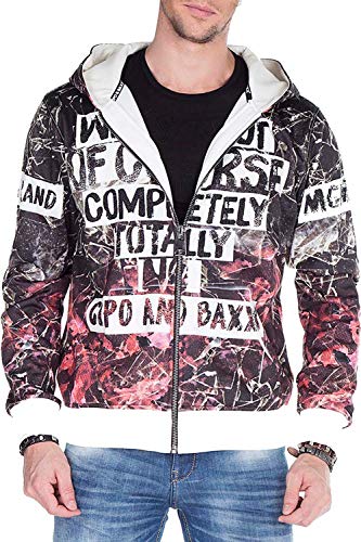 Cipo & Baxx Herren Sweatjacke Kapuzenpullover Übergangsjacke Allover Premium Jacke Sweater Schwarz M