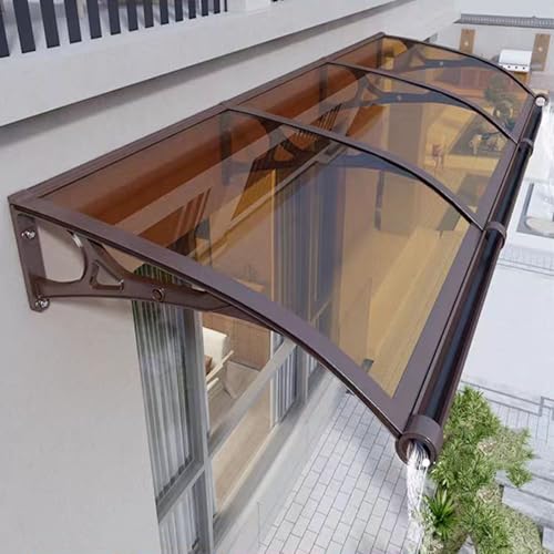 Vordach Haustür Überdachung,Uv-Beständige Türdach Pultbogenvordach,Türvordach,aus 2.5 Mm Polycarbonat und Aluminium Rahmen,Breite 60/80/100/120/150 cm,Modernes Design (60x300cm/24 x118)