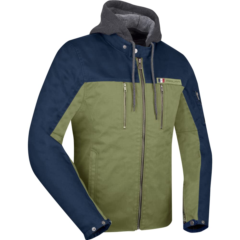 SEGURA, Herren Motorradjacke Presto khaki-navy, L