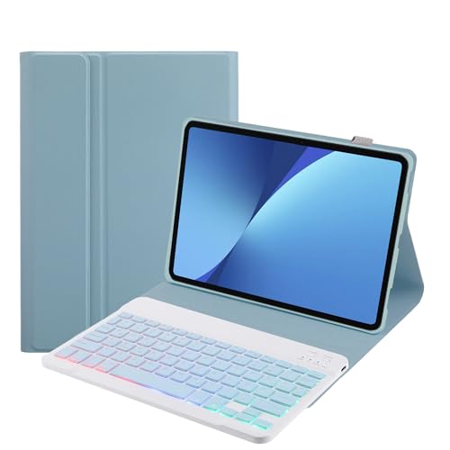 SUEEWE Tastatur Hülle für Lenovo Tab P11 (2nd Gen) 11,5" (TB350FU/TB350XU), TPU Rückseite Hülle mit 3 Bereich 7 Farbe Beleuchtete Abnehmbarer QWERTZ Tastatur für Lenovo Tab P11 (2. Gen), Blau