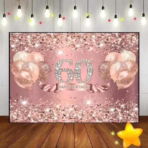 Alles Gute zum 55/60. Geburtstag Hintergrund für die Fotografie Schwarz und Gold Photocall Laterne Foto Rose Blumen Smash Cake Süßer Hintergrund 210X150cm