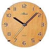 Atlanta Wanduhr Tischuhr 16 cm ohne Tickgeräusch, Holz/Kunststoff-Gehäuse, Quarz Braun - 4484-20