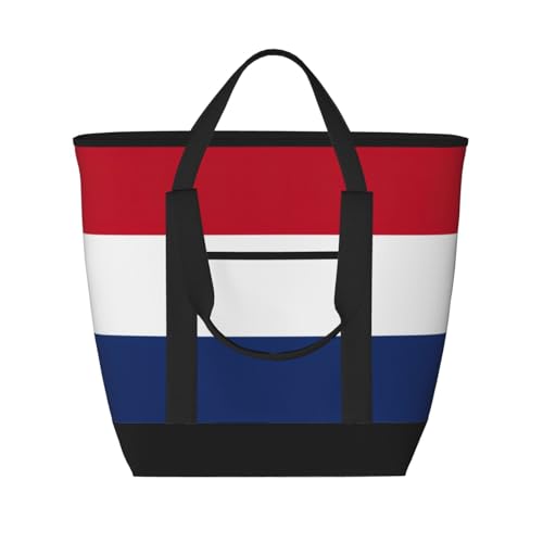 YQxwJL Isolierte Kühltasche mit niederländischem Flaggenaufdruck, große Kapazität, Einkaufstasche, Reisetasche, Strand, wiederverwendbare Einkaufstasche für Erwachsene, Schwarz, Einheitsgröße