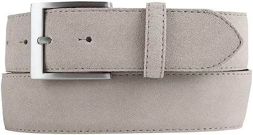 BELTINGER Gürtel aus Veloursleder 4 cm | Hochwertiger Velour-Ledergürtel für Herren 40mm | Herren-Gürtel Wildleder-Gürtel 4cm | Hellgrau 105cm