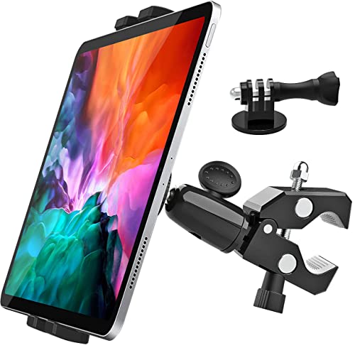 Tablet Lenker Halterung mit Kamera Adapter 1/4", Oilcan Mikrofon Spining Bike Laufband Fahrrad Lenker Ständer für iPad Mini Air Pro, iPhone, Galaxy (4-12.9") und Action Kamera Stativ Gopro usw