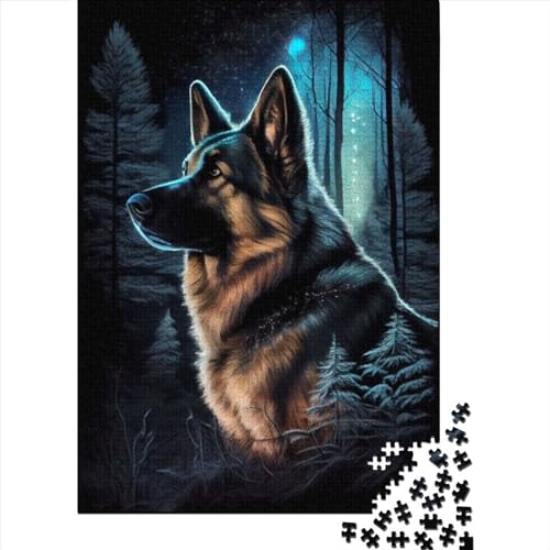 1000-teiliges Puzzle für Erwachsene und Teenager, Tier-Puzzle mit deutschem Schäferhund, Puzzle für Erwachsene und Teenager, Lernpuzzle, Familienspiel (Größe: 75 x 50 cm)