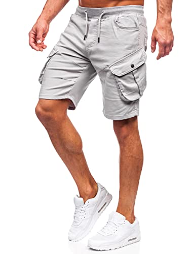 BOLF Herren Cargo Shorts Kurze Hose Cargohose Sommer Bermudas Outdoor Jogginghose Sporthose Kurzschlauch Stretch Freizeithose Camo Military Army 384K Grau S [7G7]