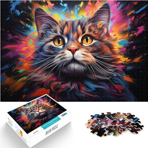 Puzzle, Lernspiele, Fantasie-Farbkatze, 1000 Teile, Puzzle für Erwachsene, Holzpuzzle, einzigartiges Herausforderungsspiel, 1000 Teile (50 x 75 cm)