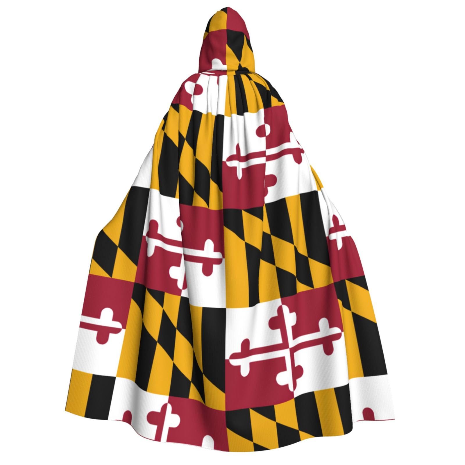 WURTON Maryland State Flag Print Unisex Hooded Cloak Costume Women Men Vampire Halloween Cosplay Carnival Theme Party