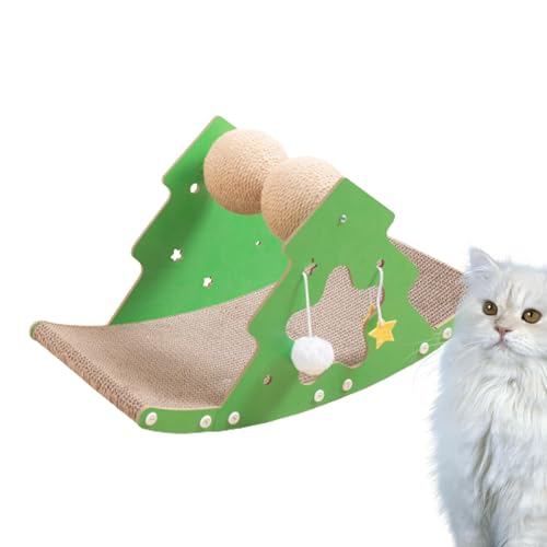 Kratzbaum für Katzen im Innenbereich Katzenkratzbett Katzenbett Schlafmatte für Katzen Schüttelbett zum Schärfen von Katzenkrallen Design Weihnachtsbaum, Bett aus Karton innen,