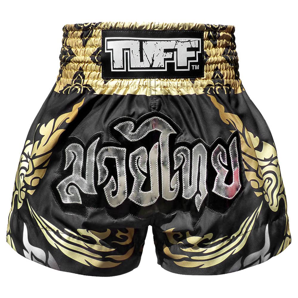 Tuff-ms631-blk, Sporthose, Muay Thai-Shorts, für Kick-, Kampfsport-Training, Fitnessstudio, Größe XXL