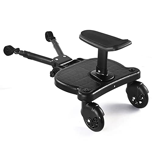 Trittbrett für Kinderwagen Universal, Buggy Board mit Sitz, 360°Zweirad Design, 2-in-1 Kinderwagenbrett Kiddy Board für alle Kinderwagen, Buggyboard für Kinder Von 3-7 Jahren, 25kg/55lbs