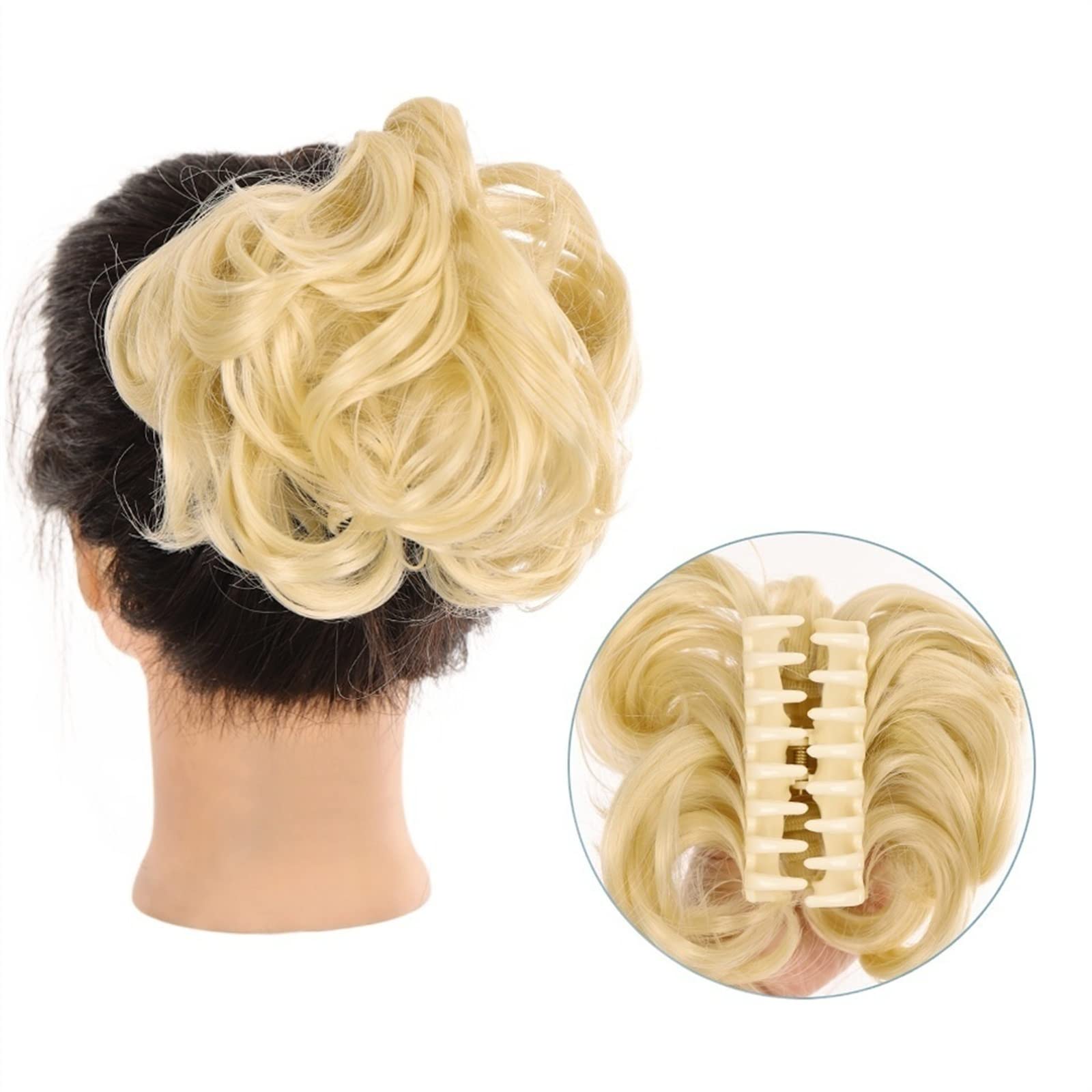 Bun Haarteile Dutts Krallenclip Pferdeschwanz Haarteile Haargummi Klaue Clip Unordentlicher Dutt Haarteil Synthetische gewellte lockige Chignon Haarknotenverlängerungen Zerzaustes Hochsteckfrisurhaar