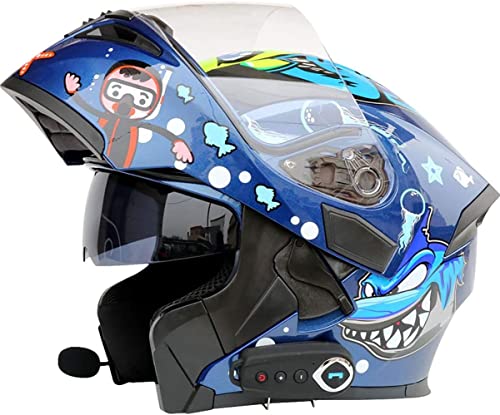 Klapphelm Motorrad Bluetooth-Helme,Modular-Klapphelm Integralhelm,DOT/ECE-zugelassen Motorradhelm Für Damen Und Herren,mit Lautsprechermikrofon Für Automatische Antworten (Color : H, Size : 2XL=63-6