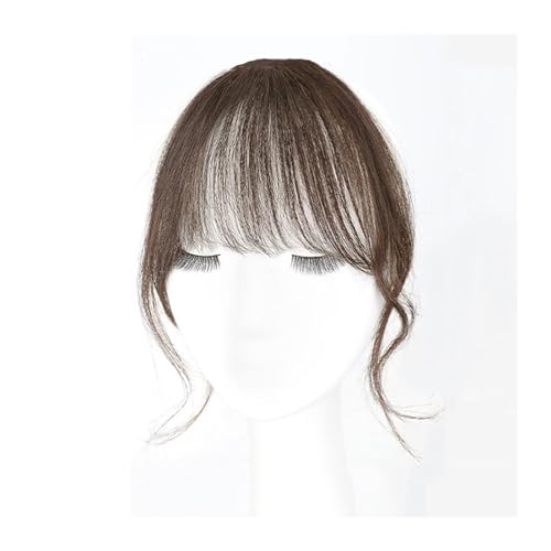 Pony Extension für Damen Pony-Perücke, weiblich, lockig, französischer Air-Pony mit dünnem Stirnfleck, S-förmiges Koteletten-Pony-Perückestück Fringe Bangs(1B/27HL)