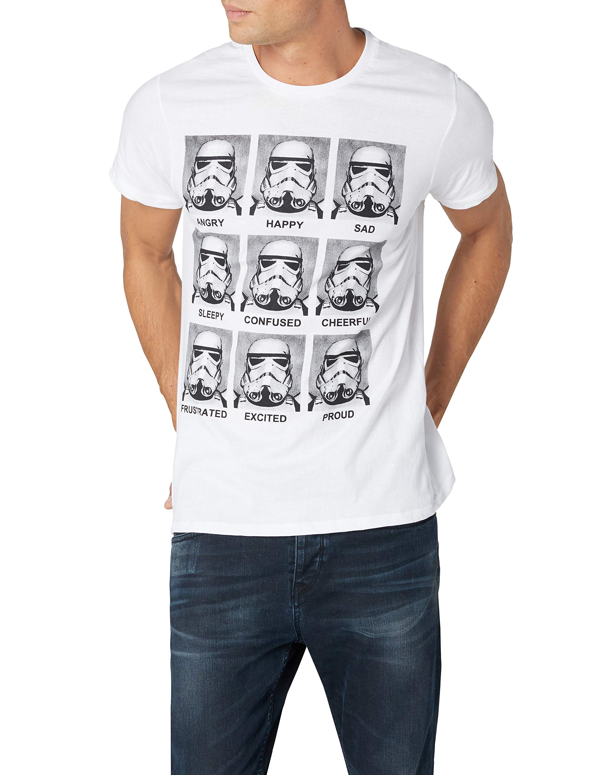 Star Wars Herren Trooper Emotionen T-Shirt, weiß, M (Sizes: M)