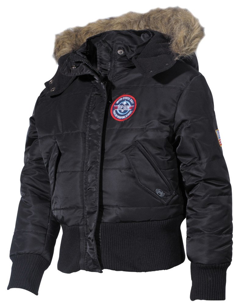 Kinder US N2B Polarjacke Jacke mit Fellkragen schwarz S-XXL (122-176) 146/152,Schwarz