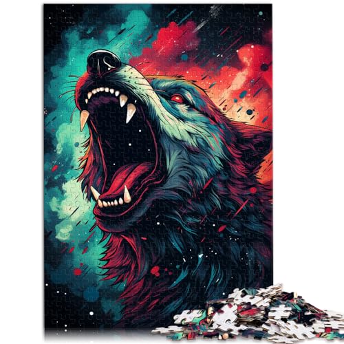 Puzzles Geschenke Spielzeug Galaxy Wolf Puzzle 1000 Teile Holzpuzzle Lernspiel Herausforderungsspielzeug Anspruchsvoll zu vervollständigen, Aber lustig und humorvoll (50x75cm)