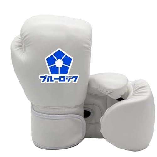 RYNDEX Blue Lo-ck Boxhandschuhe, Boxing Training Gloves, Trainingshandschuhe für Muay Thai Kickboxen Sparring, Stabilität(White,12OZ)