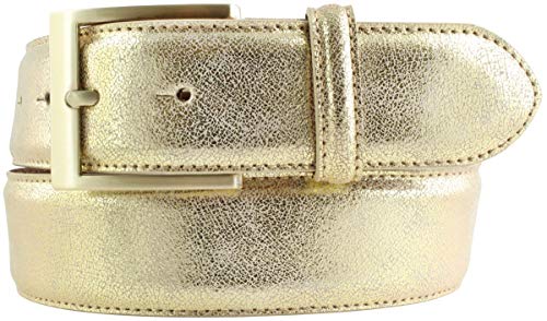 BELTINGER Goldener Gürtel in Metall-Optik 4 cm | Leder-Gürtel Metallic-Look 40mm | Metall-Ledergürtel in Gold | Gold 85cm