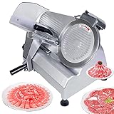 JMbpkduHs Automatischer 10-Zoll-Fleischschneider, Hot-Pot-Restaurant-Schneidemaschine, Scheibendicke 0–10 Mm, 30 Stück/Min, Edelstahl, rutschfeste Füße + Verstellbarer Griff