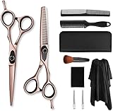 Premium Friseurscheren-Set Scharfe Friseurschere, Leichte Haarschneideschere, Einseitige Effilierschere Professionelle Friseurschere Roségold, 5,5 Zoll