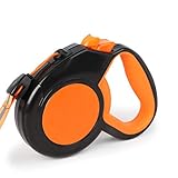 Einziehbare Hundeleine mit Einem Knopfverschluss ON/Off Komfortabler ergonomischer Griff für Kleine bis große Hunde(Orange/8M)