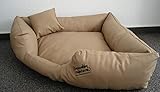 Hundebett Eckbett Hundesofa Schlafplatz Kunstleder Canto (100 cm X 100 cm, Beige)