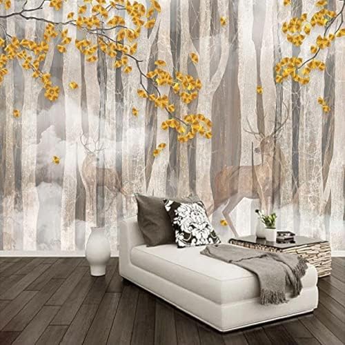 XLMING Abstrakter Wald Ginkgo Biloba 3D Tapete Home Dekoration Wohnzimmer Sofa Schlafzimmer Tv Hintergrund Wand-200cm×140cm