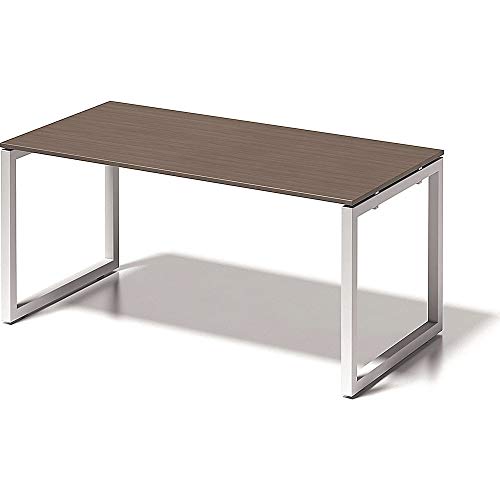 BISLEY Cito Schreibtisch, 740 mm höhenfixes O, H 19 x B 1600 x T 800 mm, Dekor nußbaum, Gestell verkehrsweiß, Metall, Wn396, 80 x 160 x 85 cm