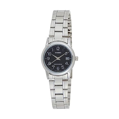 Casio #LTP-V002D-1B Women's Standard Stainless Steel Black Dial Date Watch