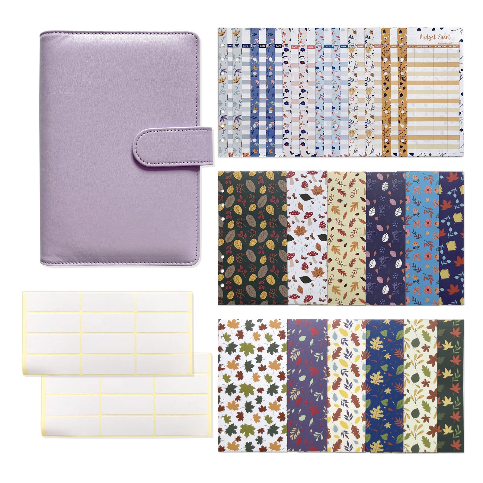 Lose-Blatt-Binder-Notizbuch, 6-Ring-Budget-Binder-Set mit Budgetblättern, Etikettenaufklebern für Damen und Herren, kommerzielle Budgeting