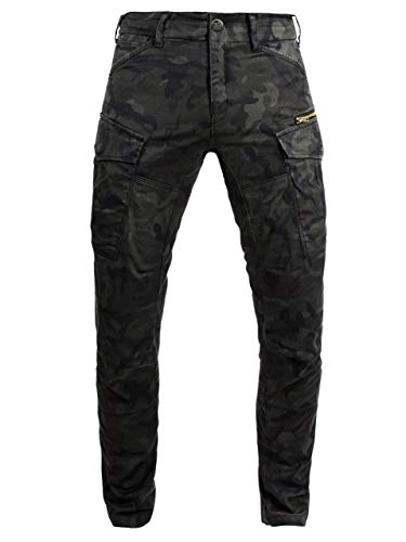 John Doe Stroker Cargo XTM - Camouflage | Motorradhose mit Kevlar | XTM Made with Dupont Kevlar | Einsetzbare Protektoren | Atmungsaktiv | Motorrad Cargo Hose | Hose mit Seitentaschen