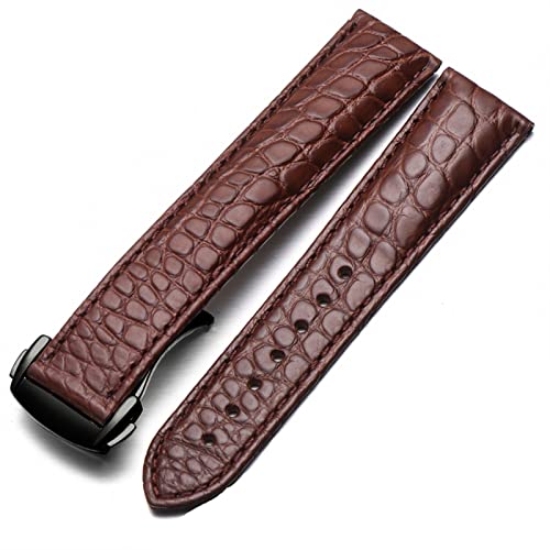 SCRUBY Crocodile Leder Uhrengurt Männer und Frauen Stil für Omega Seahorse Deville 18mm 19mm 20mm Original Uhrenband(Brown-black,19mm)