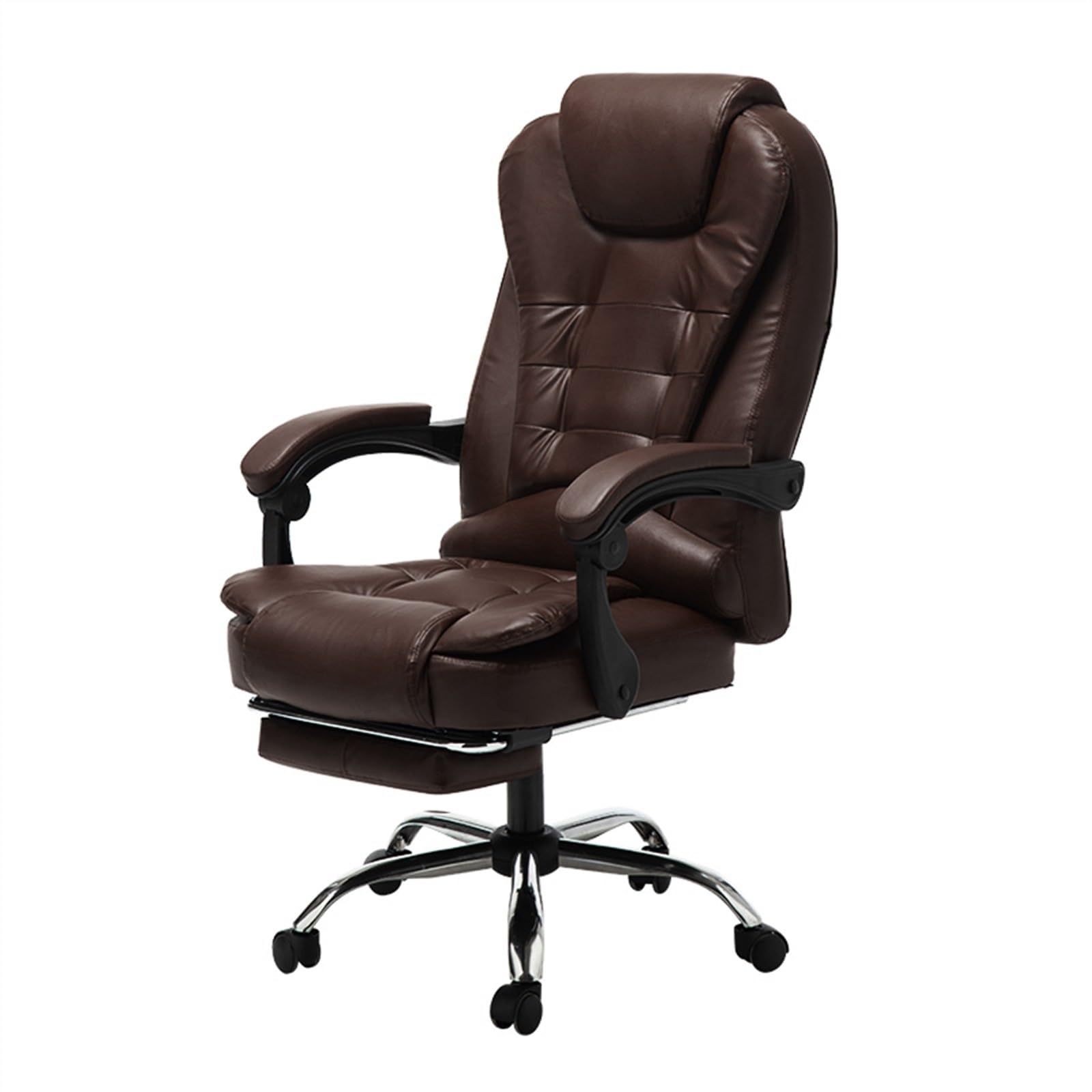 Zhaoj24-05 Bürostuhl Ergonomischer Chefsessel Bürostuhl aus PU-Leder Bequemer weicher Business-Bürostuhl Verstellbarer Computerstuhl Home-Office-Stuhl Schreibtischstuhl(Dark brown)