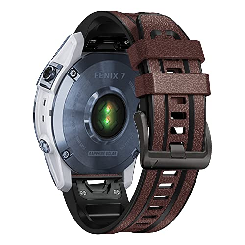 BANDKIT Quickfit-Lederarmband für Garmin Fenix 7X 6X 5X 22 mm, Silikon-Easyfit-Armband für Fenix 7 6 5 955 Epix Watch, 26mm Descent Mk1MK2, Achat