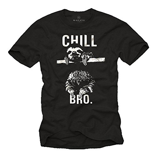 Cooles Hipster T-Shirt mit Faultier für Herren CHILL BRO. schwarz Größe M