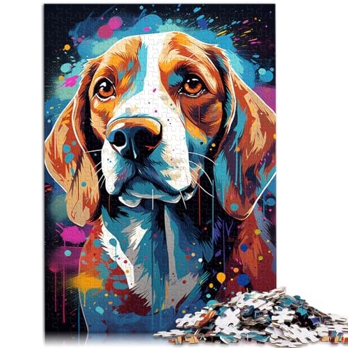 Puzzle zum Verschenken, Bunter Psychedelischer Beagle mit Tiermotiv, 1000 Puzzleteile für Erwachsene, Holzpuzzle, Heimdekoration, Puzzle 1000 Teile (50 x 75 cm)