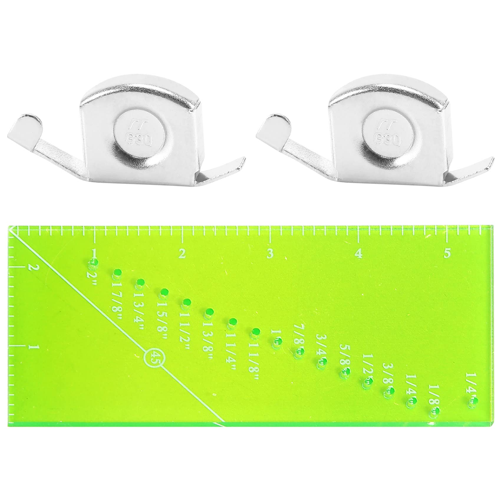 Ksrnsne Nahtführungslineal-Set, 3-teilig, 2 magnetische Nahtführungen und Nahtzug-Lineal, Nahtlehre für 0,6 cm bis 5,1 cm gerade Säume