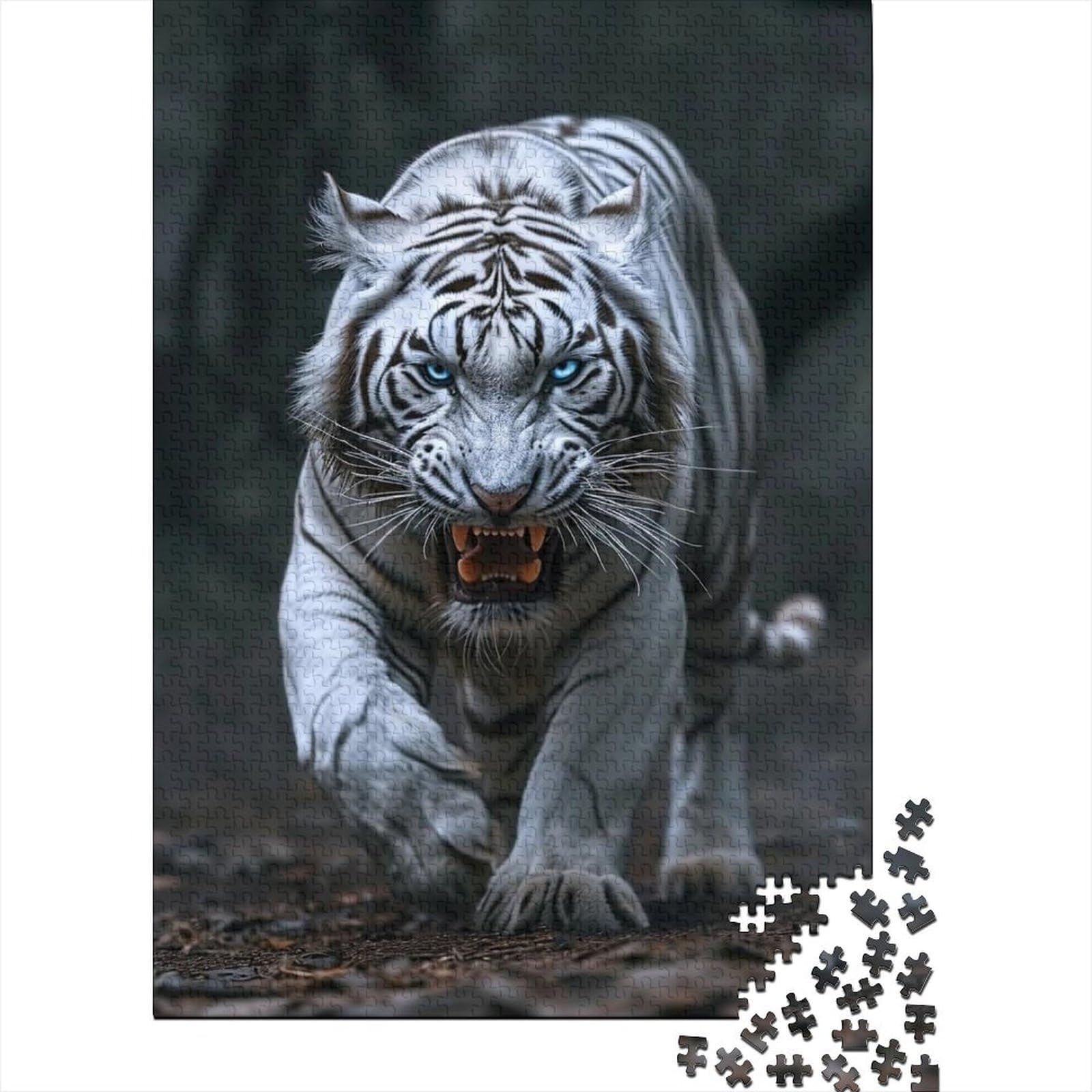 Silent Tigers Puzzle 1000 Teile für Erwachsene, Holzpuzzle für Erwachsene und Teenager, Spielspielzeug für Erwachsene, Familienpuzzle, Geschenk, 75 x 50 cm