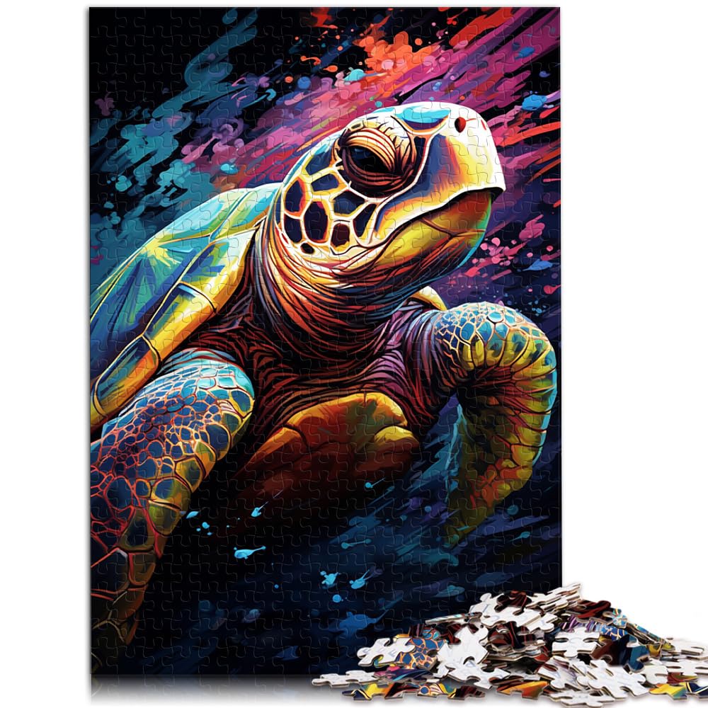 Puzzle-Geschenk: Bunte psychedelische Schildkröten, 1000-teiliges Puzzle für Erwachsene. Das Holzpuzzle ganze Familie 1000-teilige (50 x 75 cm)