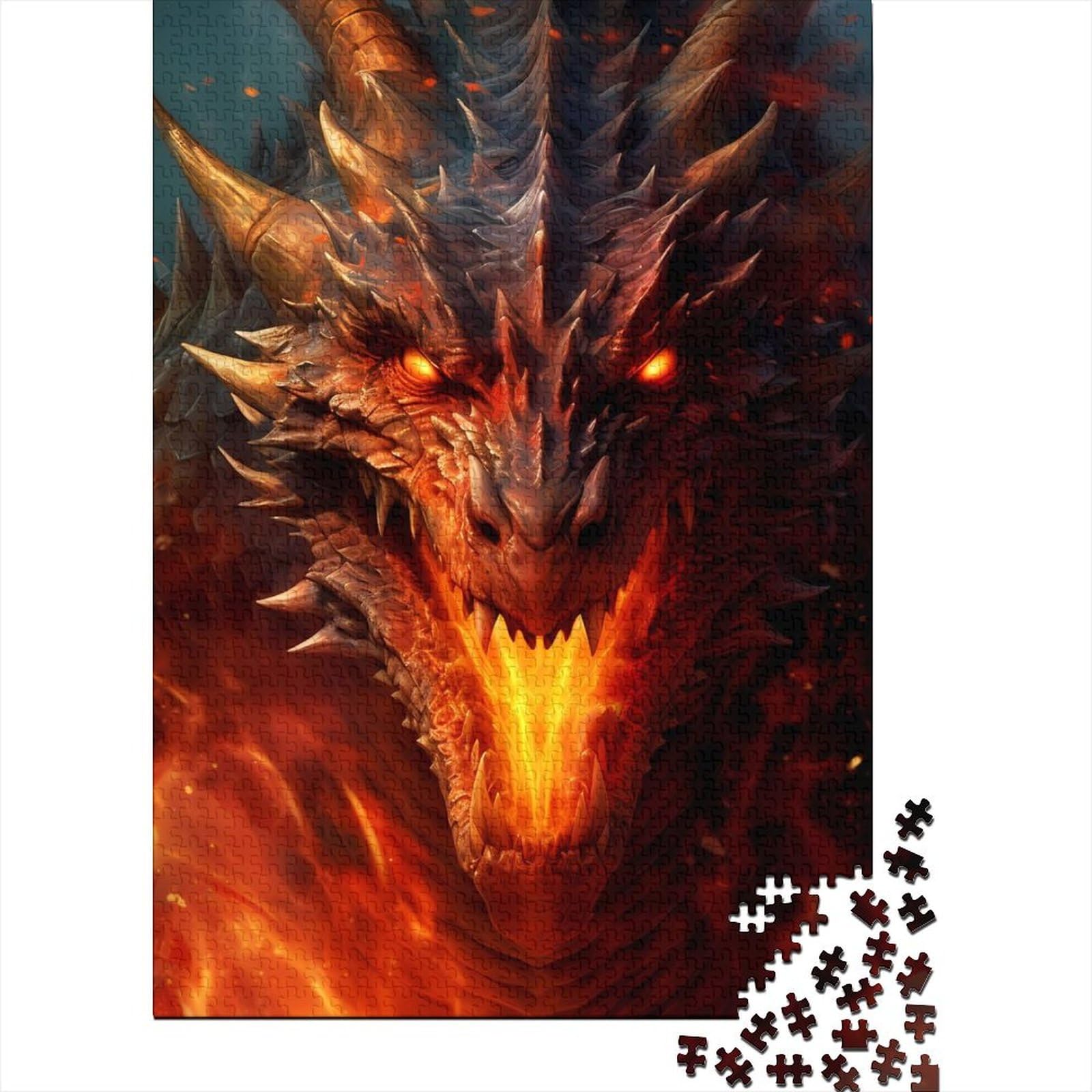 Drachenflamme Holzpuzzle für Erwachsene Puzzlespielzeug Erwachsenenpuzzle 1000 Teile Schwierige, anspruchsvolle Puzzles 1000 Teile 75x50cm