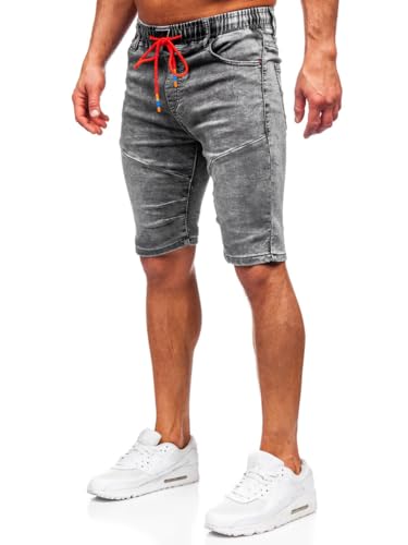 BOLF Herren Kurze Jeanshose Shorts Bermudas Jeans Short Kurze Hose Cargo Cargoshorts Destroyed Used Look Denim Stretch Freizeithose TF175 Schwarz M [7G7]