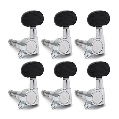 ALFAAL Ovale Formholz-linke Und Rechte Gitarren-Tuning-PEG-Schlüssel-Tuner-Maschinenkopf Für Akustische E-Gitarren-Chrome (Color : 6L)