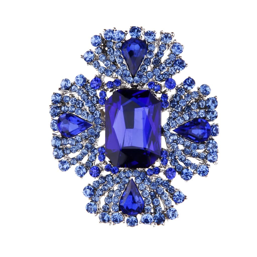 AIHEDOUJ Broschen für Damen, Hochzeit, Diamante, Kristall, Brosche, Anstecknadel, Blau, Schmuck, Bekleidungszubehör (Farbe: A, Größe: Einheitsgröße) (A Einheitsgröße)